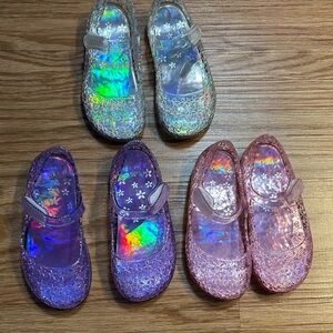 Kids Holographic Jelly Shoes - Clear, Purple, Pink